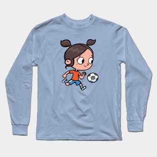 girl with ponytails successfully leads a soccer ball Long Sleeve T-Shirt